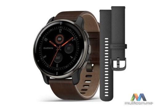 Garmin Venu 2 Plus (Tamno siva sa crnom i koznom narukvicom) Smartwatch