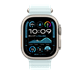 Apple Watch 49mm Band: Ice Blue Ocean Band - Natural Titanium Finish