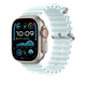 Apple Watch 49mm Band: Ice Blue Ocean Band - Natural Titanium Finish