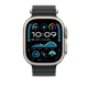 Apple Watch 49mm Band: Black Ocean Band - Natural Titanium Finish