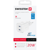 Swissten 2x USB-C 20W Power Delivery GaN Travel Charger 