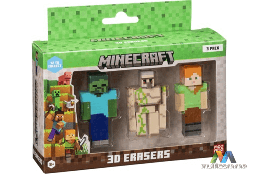 Minecraft 3D ERASERS - 3 PACK VER.C gaming figura