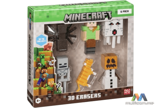 Minecraft 3D ERASERS - 6 PACK DELUX VER.B gaming figura
