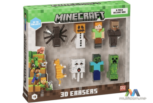 Minecraft 3D ERASERS - 8 PACK DELUX VER.B gaming figura