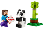 LEGO Steve and Baby Panda and Kikis Coconut Attack