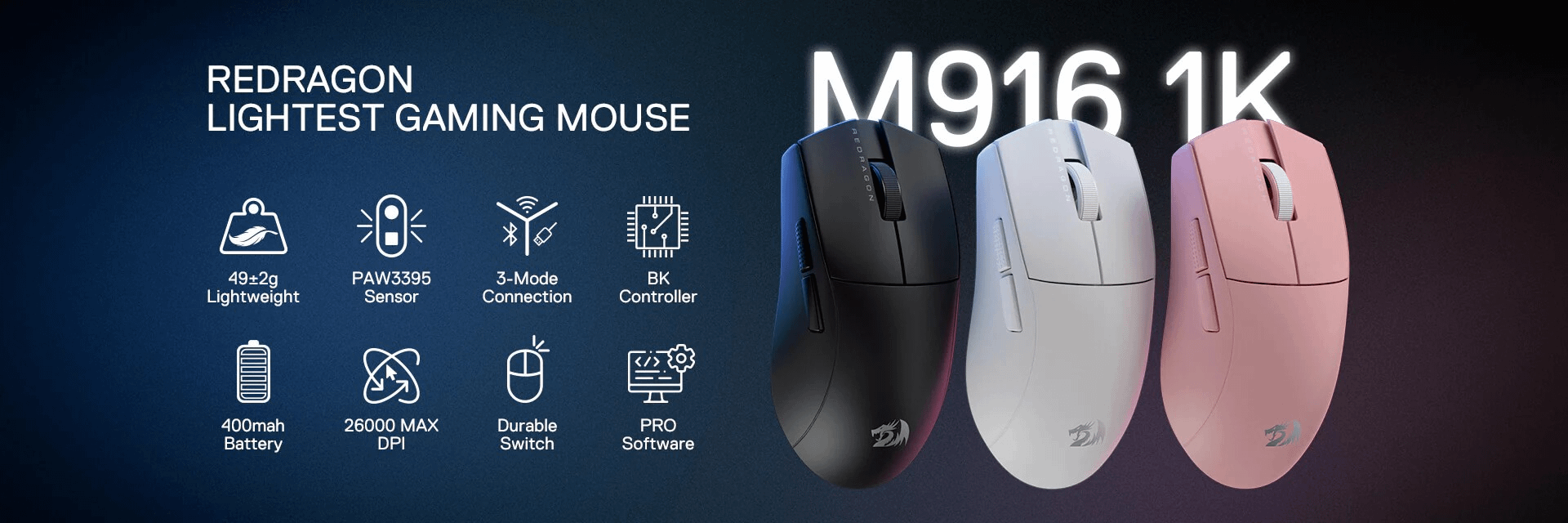 REDRAGON M916 K1NG PRO White miš