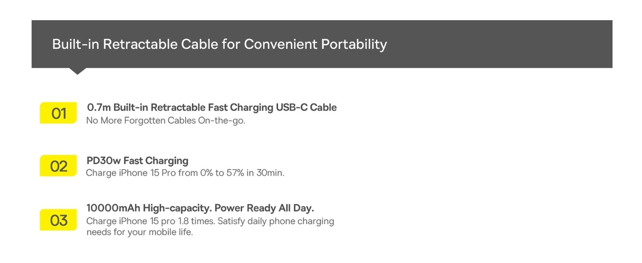 Baseus Free2Pull 10000mAh Grey Power Bank
