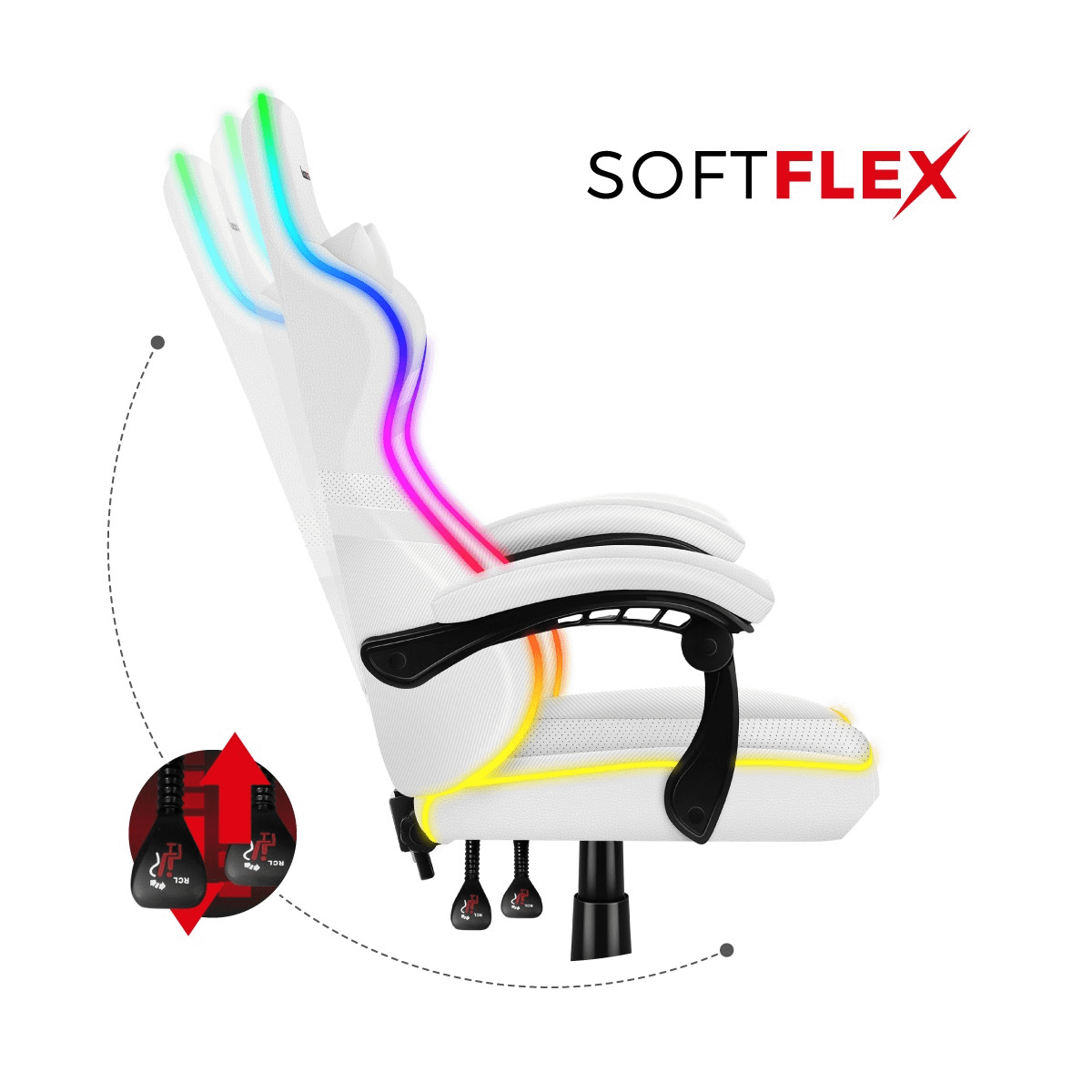 Huzaro Force 4.4 RGB White gaming stolica