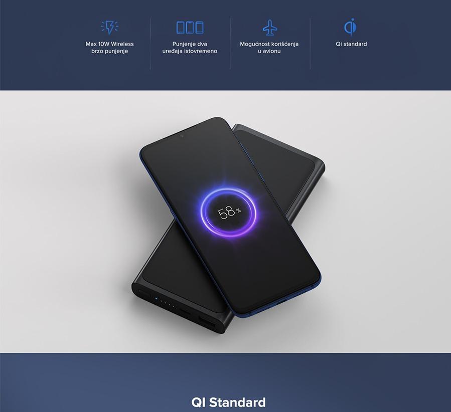 Xiaomi 10000mAh Mi Wireless Power Bank Essential Black