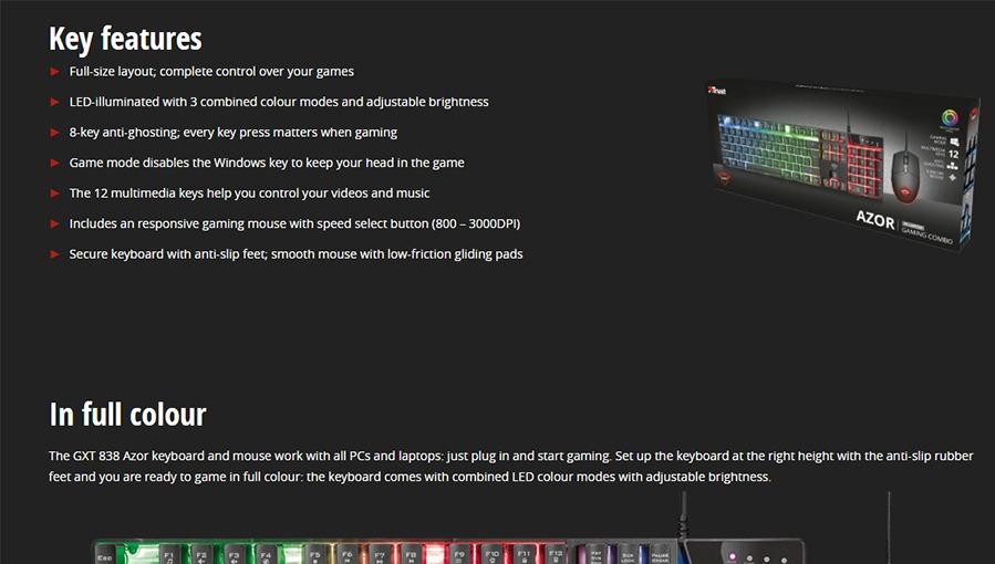 Trust GXT 838 Azor  Combo