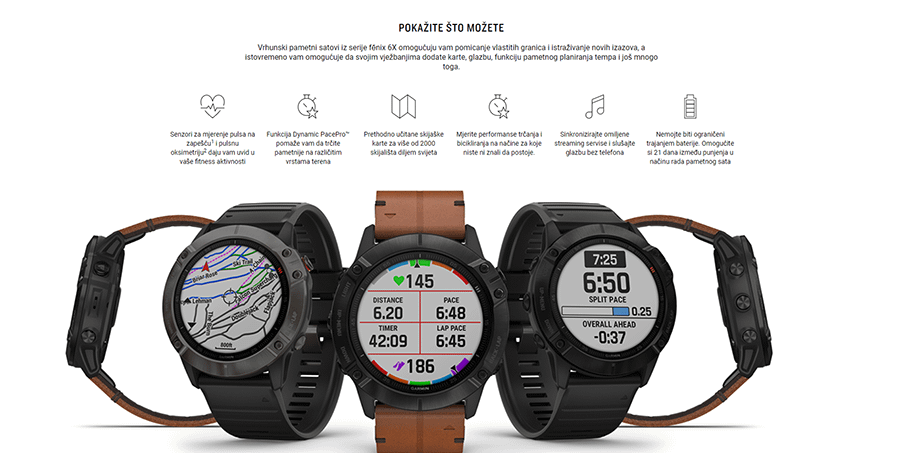 Garmin Fenix 6X Sapphire (Crno-Siva)
