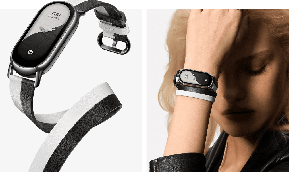 Xiaomi Band 8 Double Wrap Strap (Black and White)