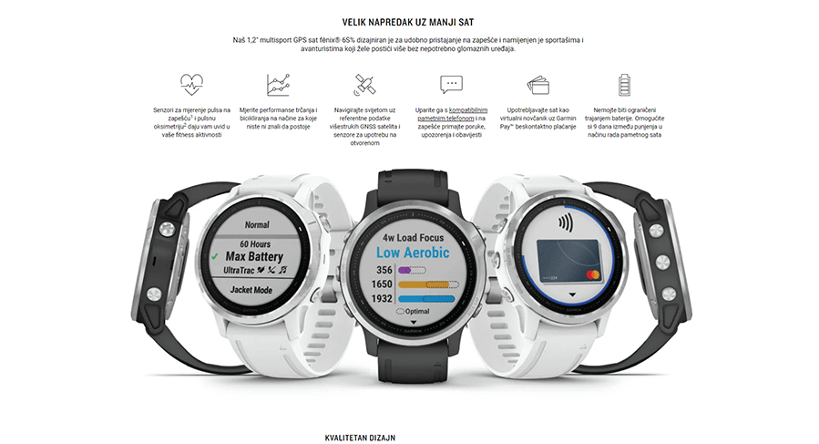 Garmin Fenix 6S (Roza/Bijela)