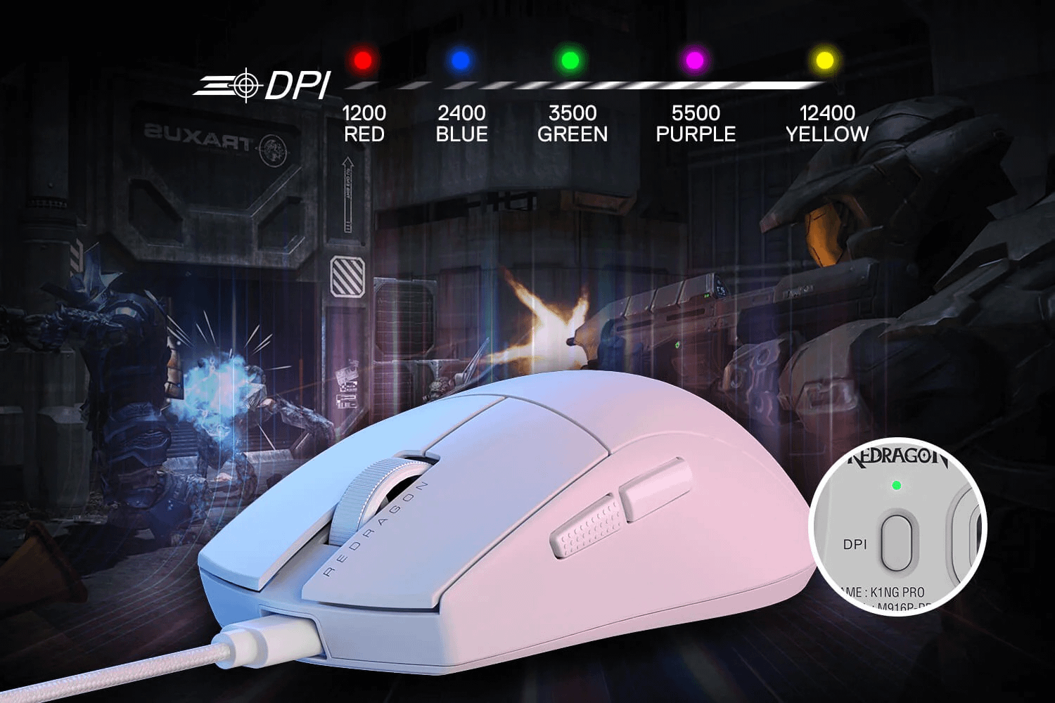 REDRAGON K1NG M724 (1K Hz) White