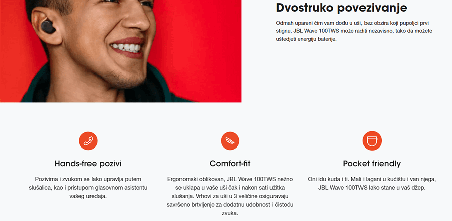 JBL Wave 100 TWS (Bijela)