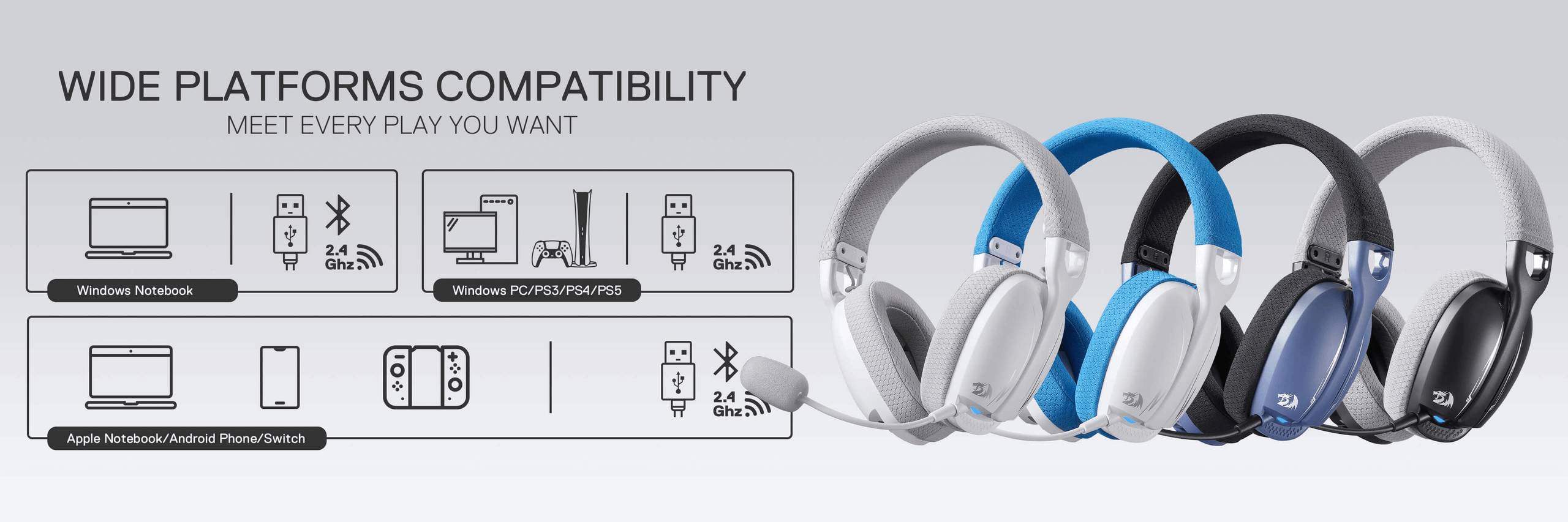 REDRAGON SKULD PRO H878 (White / Gray) slušalice