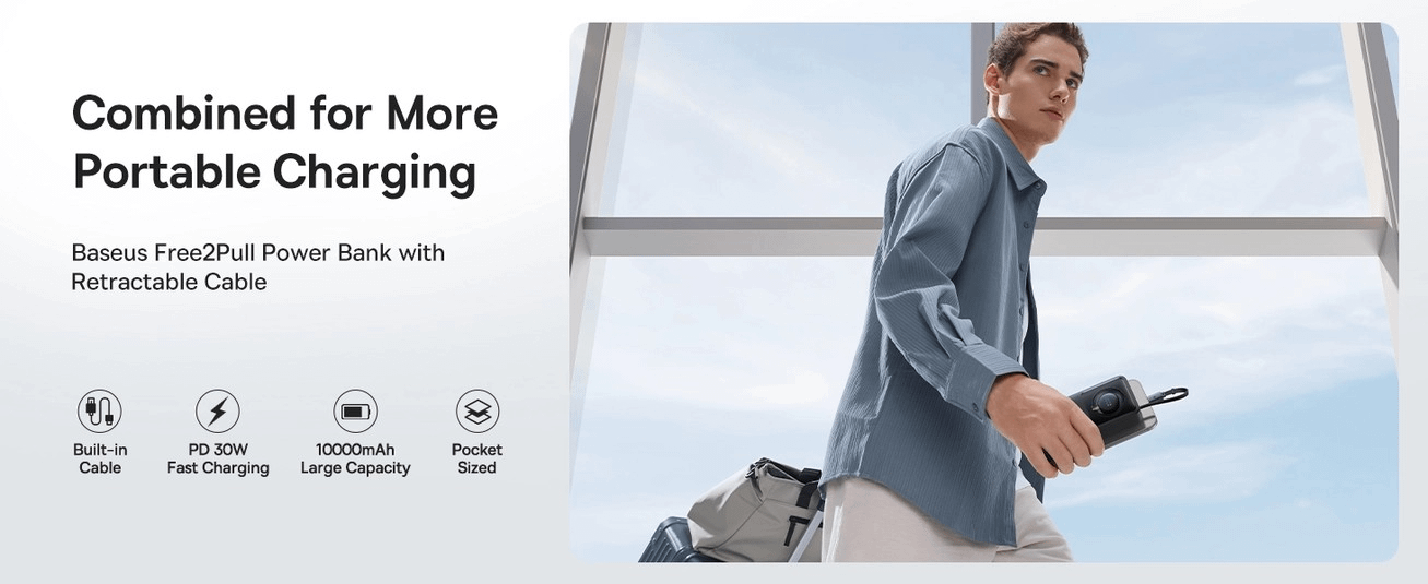 Baseus Free2Pull 10000mAh Grey Power Bank