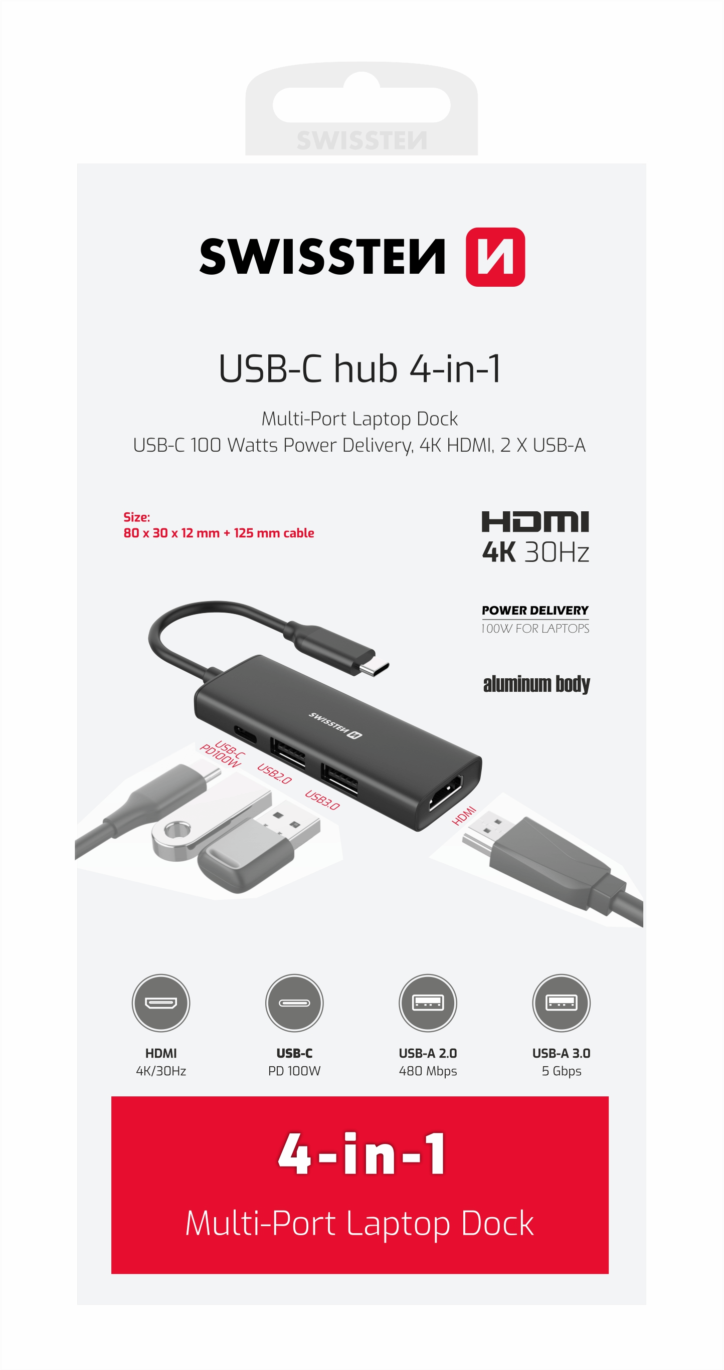 Swissten 4-in-1 USB-C Hub