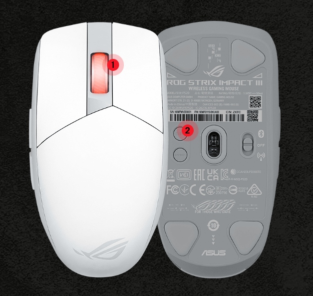 ASUS ROG Strix Impact III Wireless (White) miš