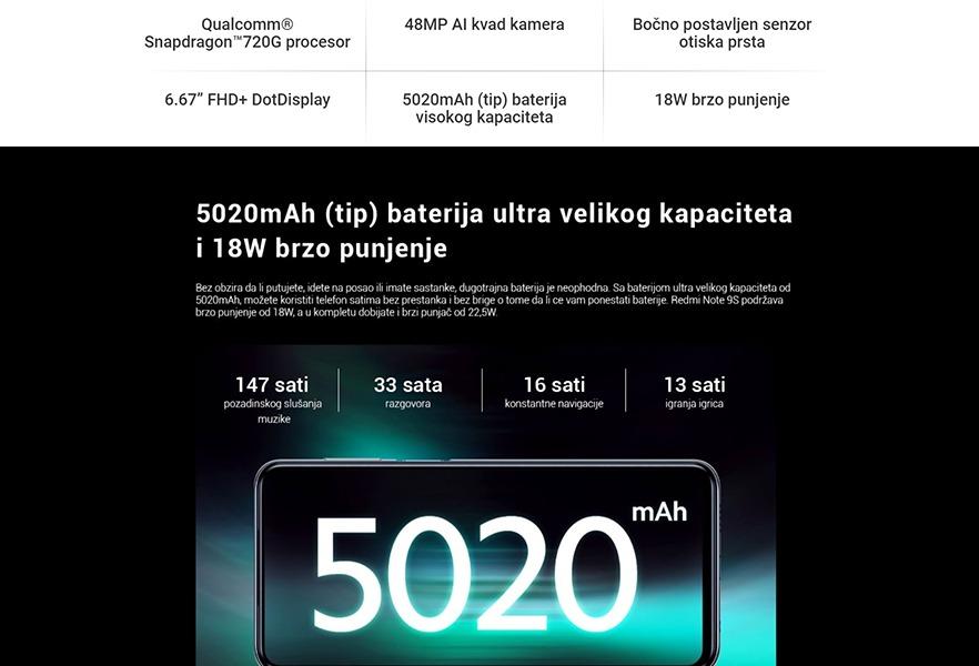 Xiaomi REDMI NOTE 9S 4GB 64GB BLUE