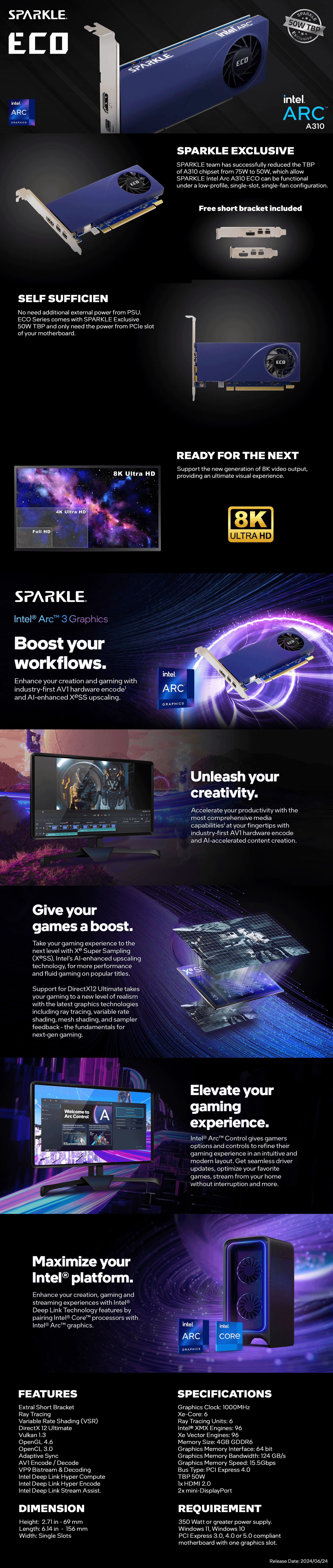 Saprkle Intel Arc A310 Eco 4GB grafička kartica