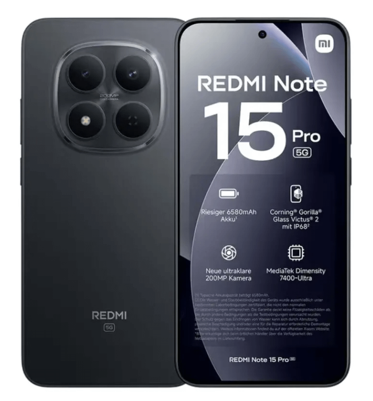 Xiaomi Redmi Note 15 Pro 8GB 256GB Black smartphone