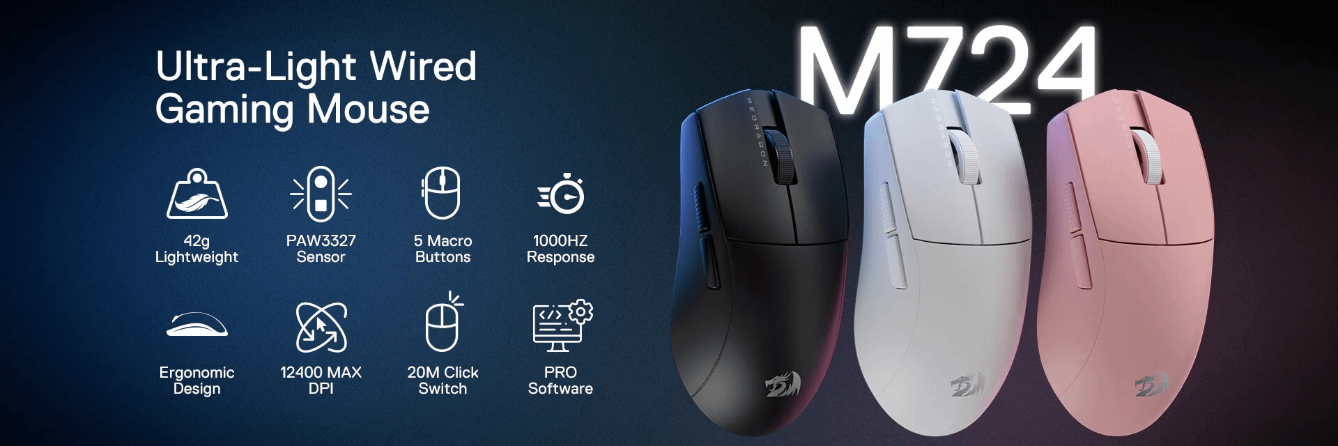 REDRAGON K1NG M724 (1K Hz) White