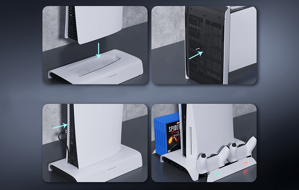KiwiHome PB01 PS5 Cooling Station and Dual Controller Charger