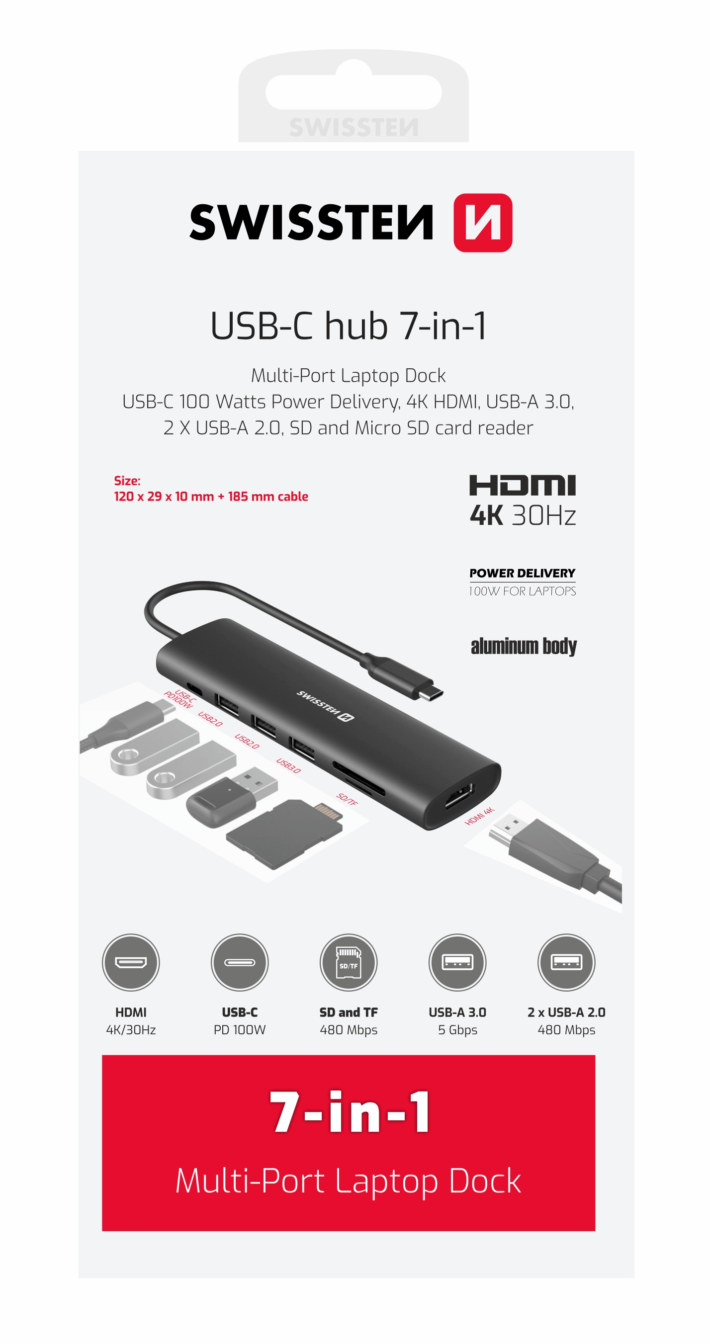 Swissten 7-IN-1 USB-C HUB