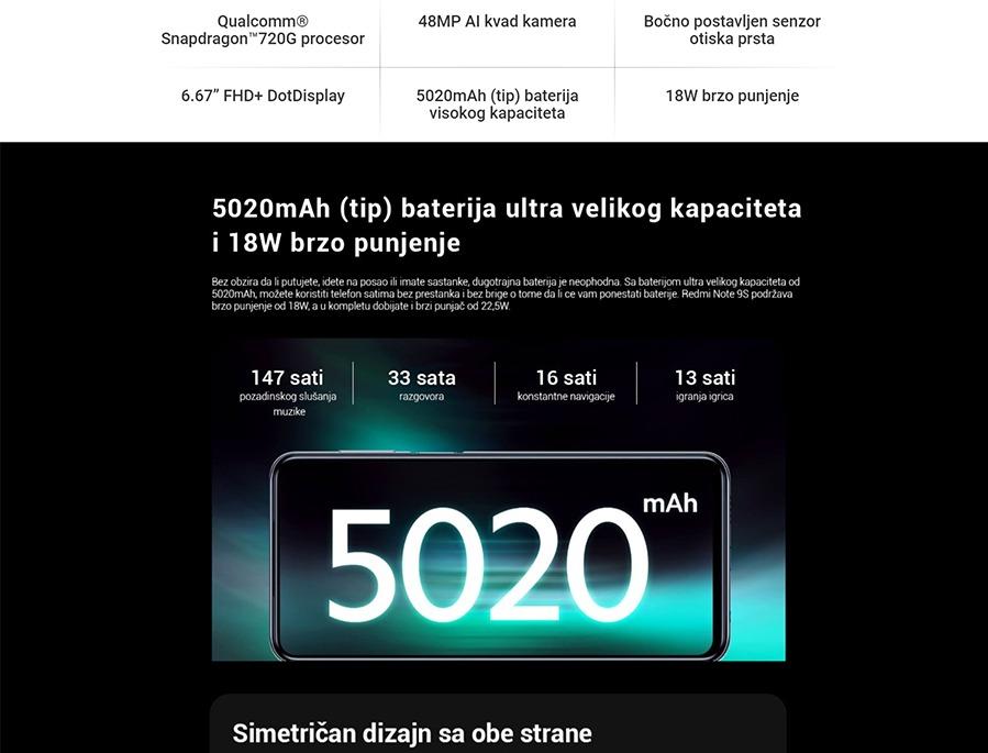 Xiaomi REDMI NOTE 9S 6GB 128GB GLACIER WHITE