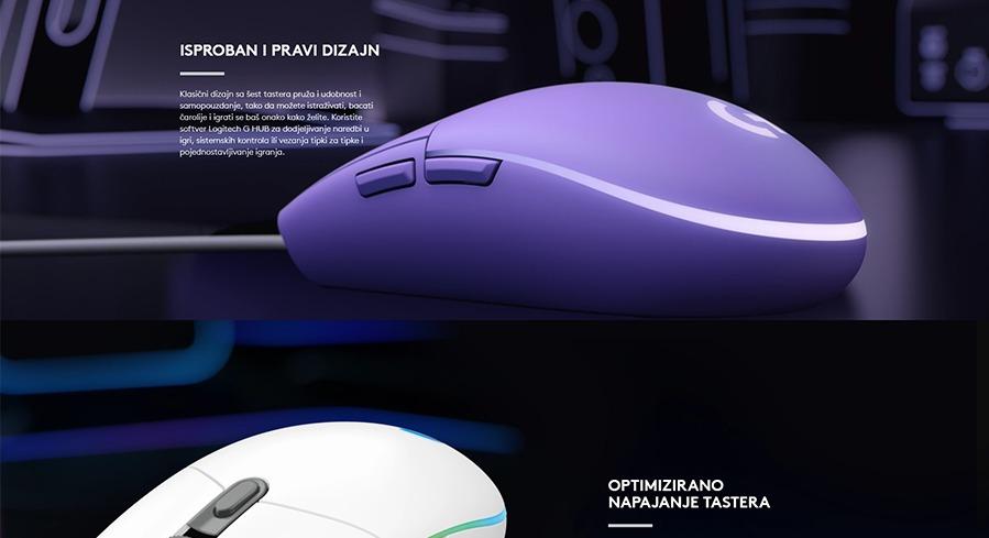 Logitech G203 LIGHTSYNC bijeli