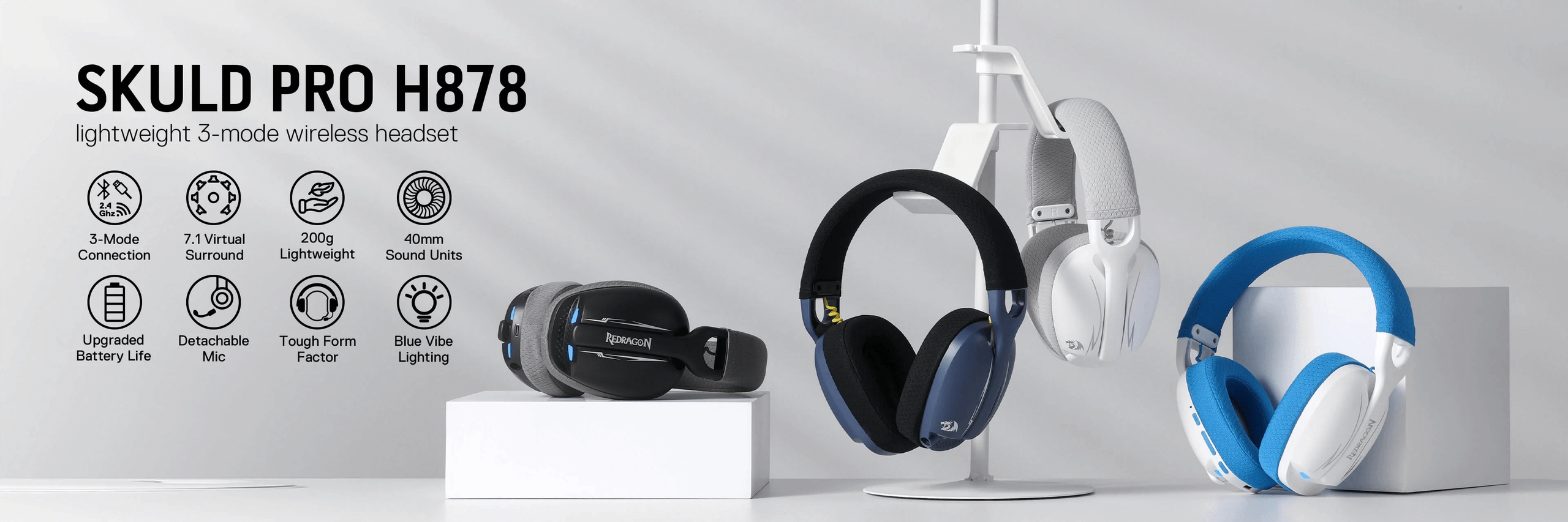 REDRAGON SKULD PRO H878 (White / Gray) slušalice