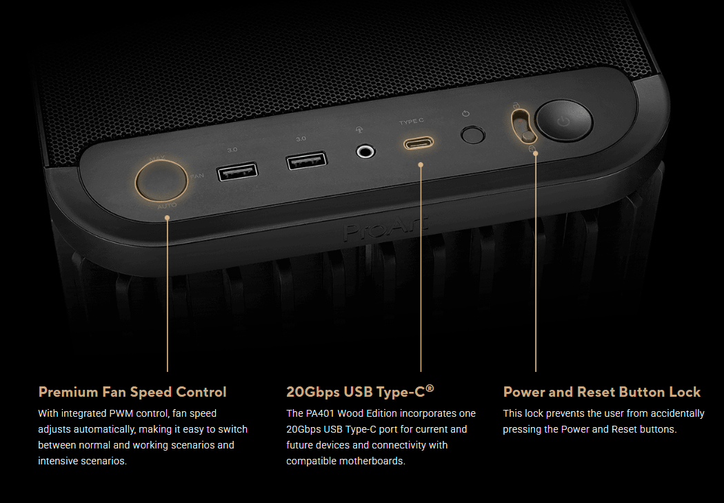 ASUS PROART PA401 WOOD METAL PWM BLACK kućište