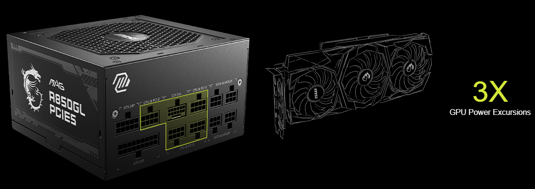 MSI MAG A850GL PCIE5 napajanje