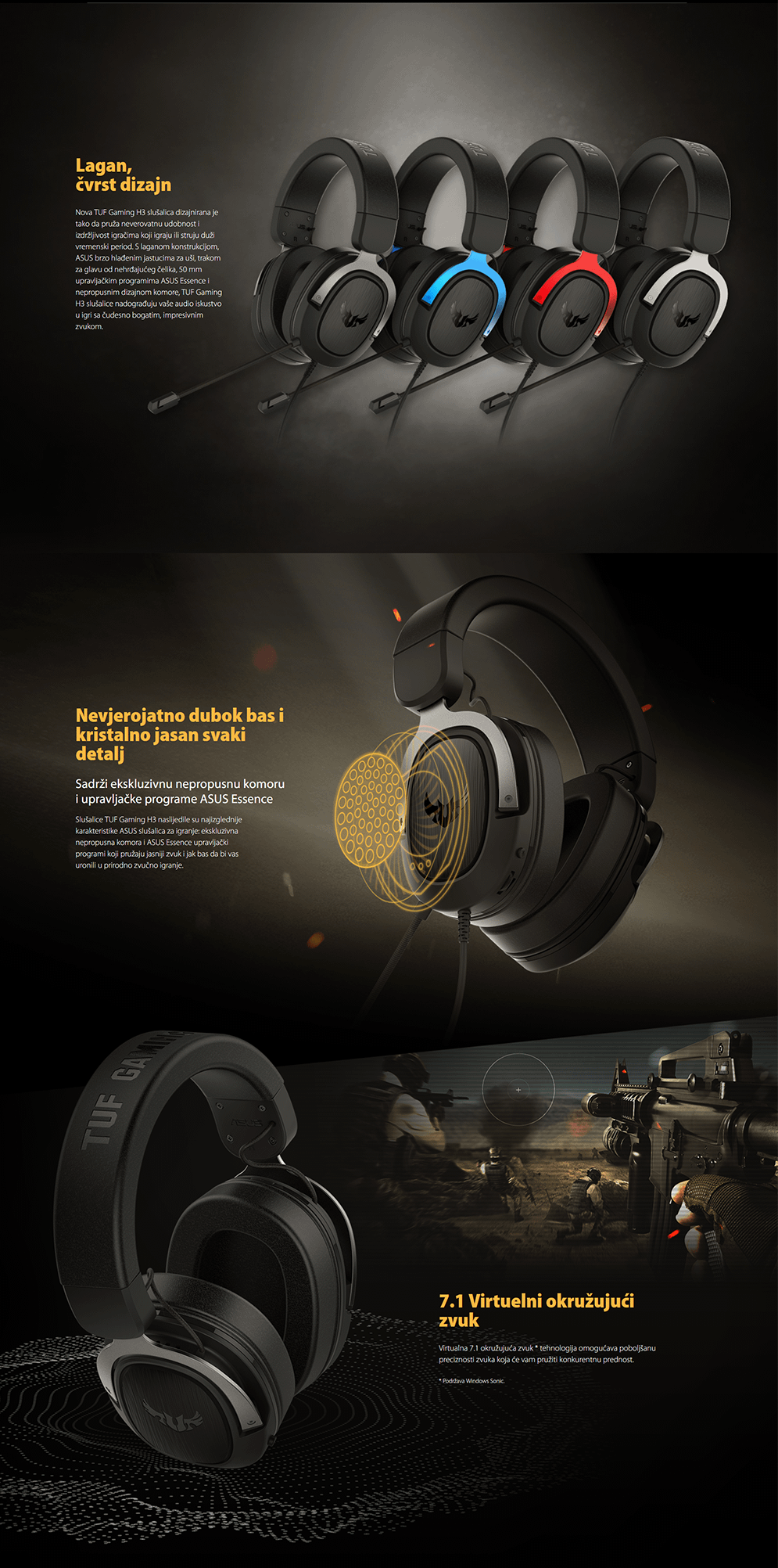 ASUS TUF GAMING H3 Crne/Sive