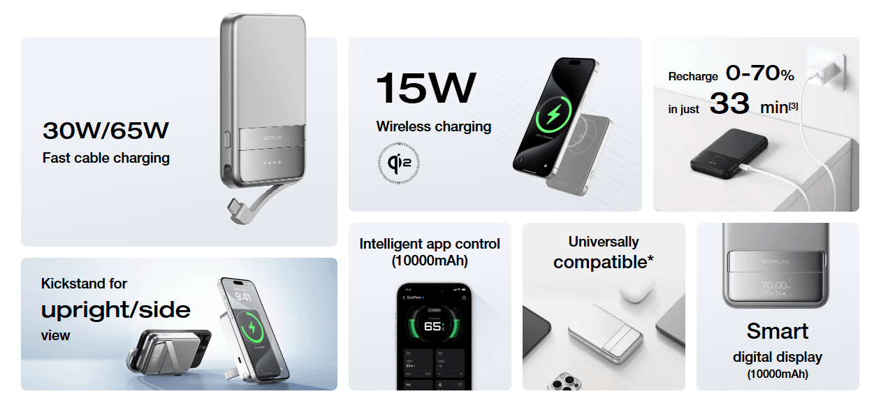 EcoFlow RAPID Magnetic Power Bank 10000mAh Silver