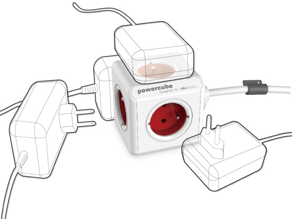 Allocacoc PowerCube Extended 1,5 m - red